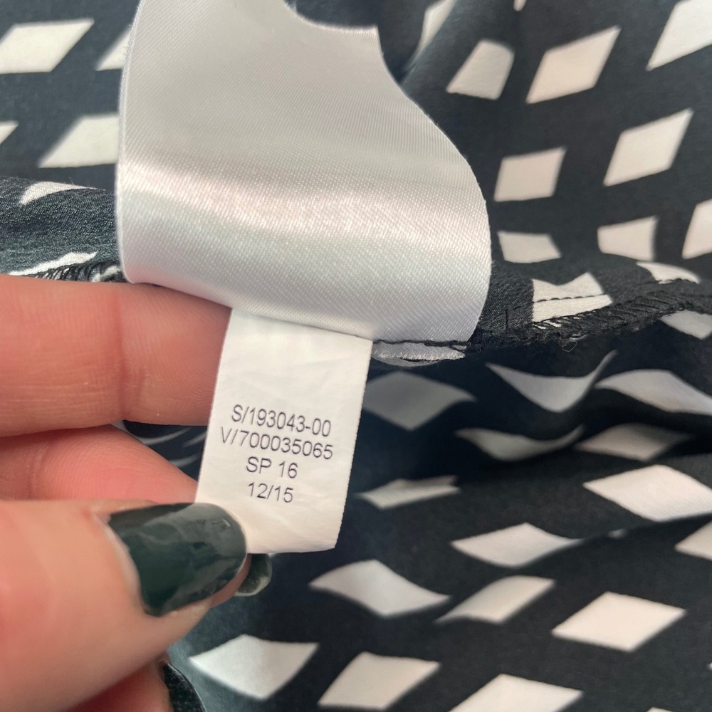 Banana Republic Black White Diamond Print Wrap Dress Short Sleeve 6 S/193043-00 - Picture 13 of 13